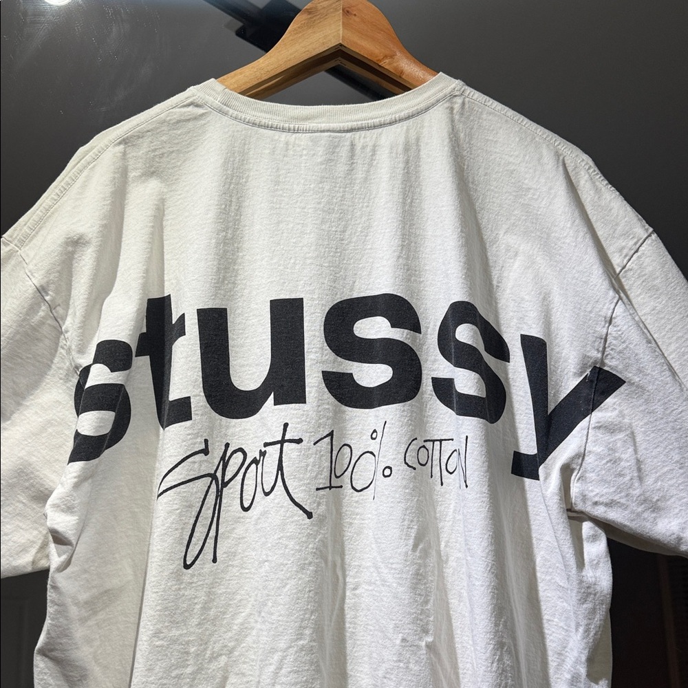 Rare Stussy Black and White front & back stussy sport Graphic Tee - Picture 6 of 6